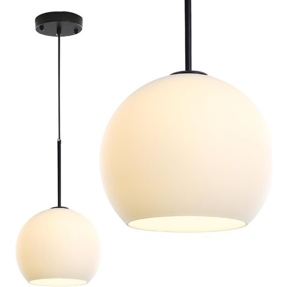 NEW Modern Globe Pendant Light Fixture Mid-Century Glass Ceiling Black White - Picture 1 of 6